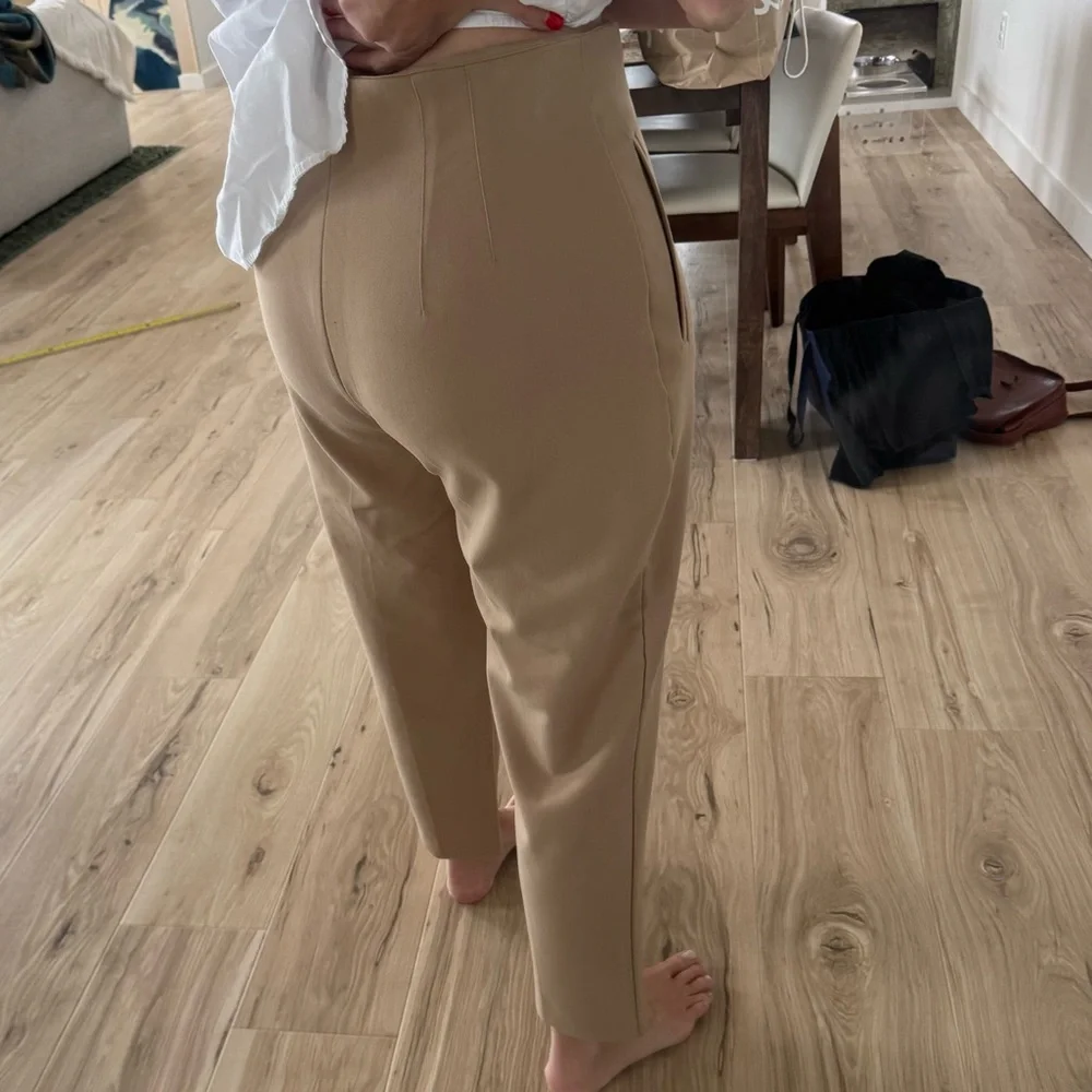 Zara tan pleated ankle pant - Picture 3 of 7
